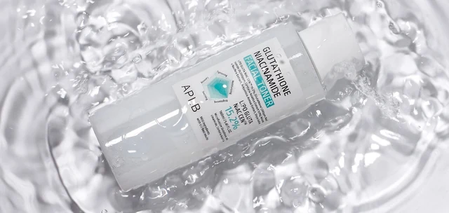 Facial toner photographed with water